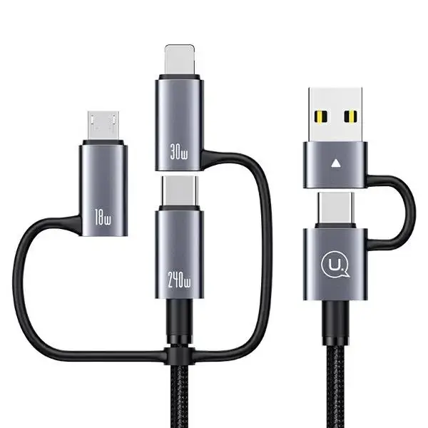 USAMS Sufeng Seria SJ738 3-in-1 datu pārraides un uzlādes vads | USB-C uz USB-C | 240W | 2m