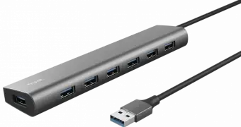 USB Centrmezgls Trust Halyx 7 Port USB 3.2 Gen1 Hub Grey