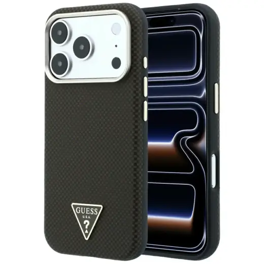 Guess Kevlar Triangle Logo maciņš ar MagSafe atbalstu telefonam iPhone 18 Pro Max | iPhone 17 Pro Max brūns