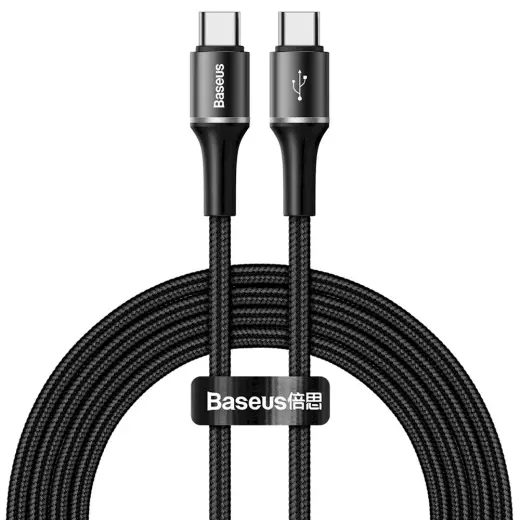 Baseus HALO USB-C -> USB-C Datu un Uzlādes vads 60W | PD 2.0 | LED | 200 cm Melns
