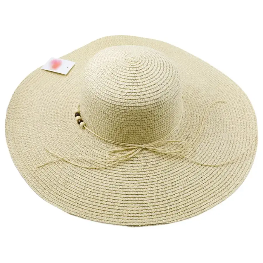 BESK Wide-brimmed women's hat, 58cm, cream