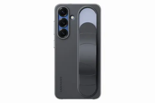Samsung EF-GS931CBE Standing Grip telefono dėklas su stovu Samsung Galaxy S25 (S931) juodas (Pažeista pakuotė)