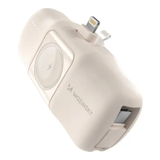 Wozinsky WF16-YLS external battery (powerbank) | 5000 mAh | 15W | Lightning, USB-C, Apple Watch | beige