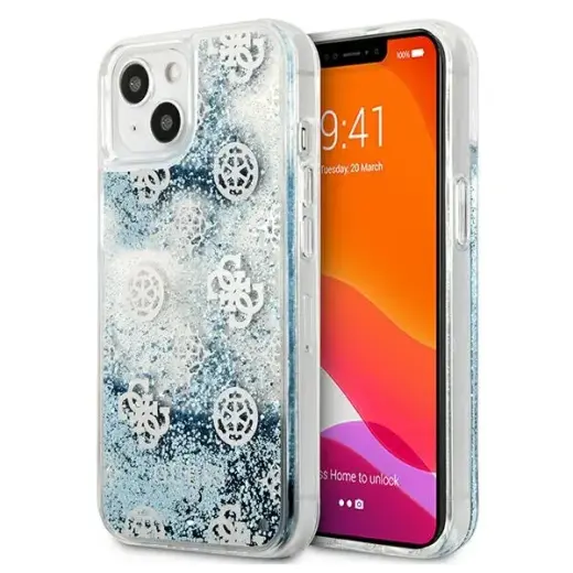 Guess GUHCP13MLGPEBL iPhone 13 6,1" niebieski|blue hardcase Peony Liquid Glitter