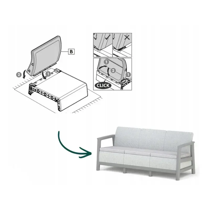 Dārza dīvāns trīsvietīgs Scandi Linea 3 Seater Sofa gaiši pelēks/tumša tērauda pelēks