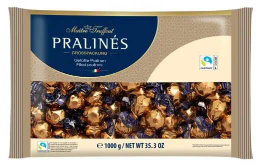 Piena šokolādes pralinē konfektes MAITRE TRUFFOUT, ar kapučīno pildījumu, 1kg