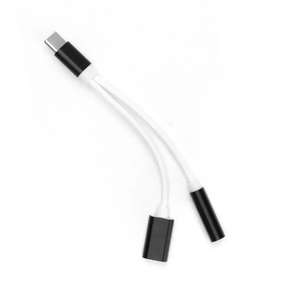 Adapter AUX 2in1 Type C (male) to Type C (female) / Jack 3,5 mm (female) black