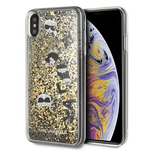 Karl Lagerfeld KLHCI65ROGO iPhone Xs Max czarno-złoty|black & gold hard case Glitter