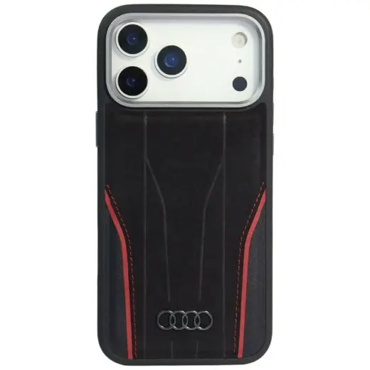 Audi R8 maciņš ar MagSafe atbalstu telefonam iPhone 17 Pro Max melns - sarkans