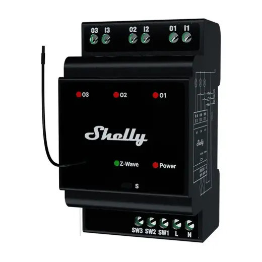 Shelly Qubino Wave Pro 3 Z-Wave 3 channel DIN rail relay