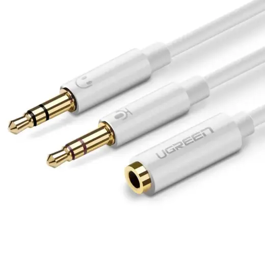 UGREEN AV141 audio kabelis no 2 x 3,5 mm uz 3,5 m balts
