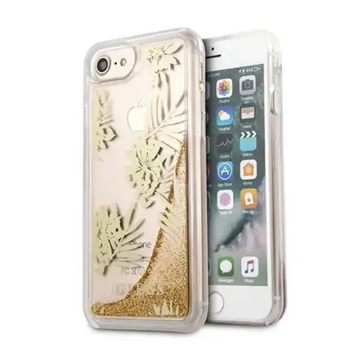 Guess GUHCP7GLUPRG iPhone 6|7|8 |SE 2020 | SE 2022 różowo-złoty|rose gold hard case Palm Springs Glitter Liquid