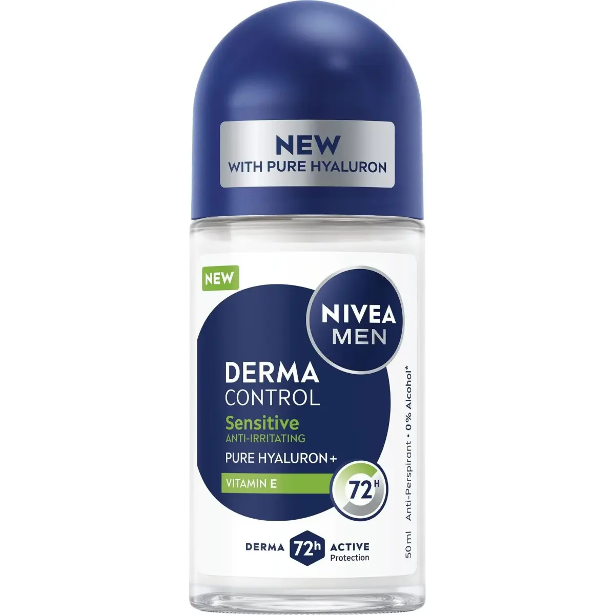 NIVEA, Deodorante, Derma Control Sensitive Antitranspirant Für Herren, Roll-on, 50 Ml (Roll-on, 50ml)