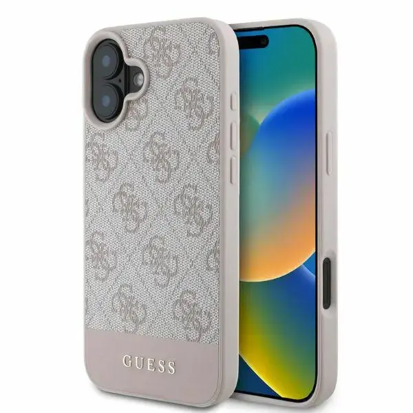 Guess GUHCP16SG4GLPI iPhone 16 6.1"  różowy|pink hardcase 4G Bottom Stripe