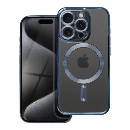 Case for iPhone 15 PRO Electro Mag Cover compatible with MagSafe titanium blue