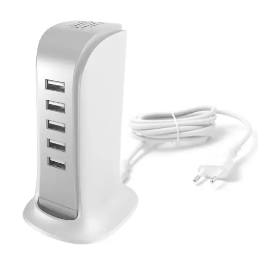 Dudao charger 5x USB with built-in power cable EU white (A5EU)