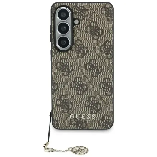 Guess 4G Classic Logo Charm maciņš ar MagSafe atbalstu telefonam Samsung Galaxy S26 (S942) brūns