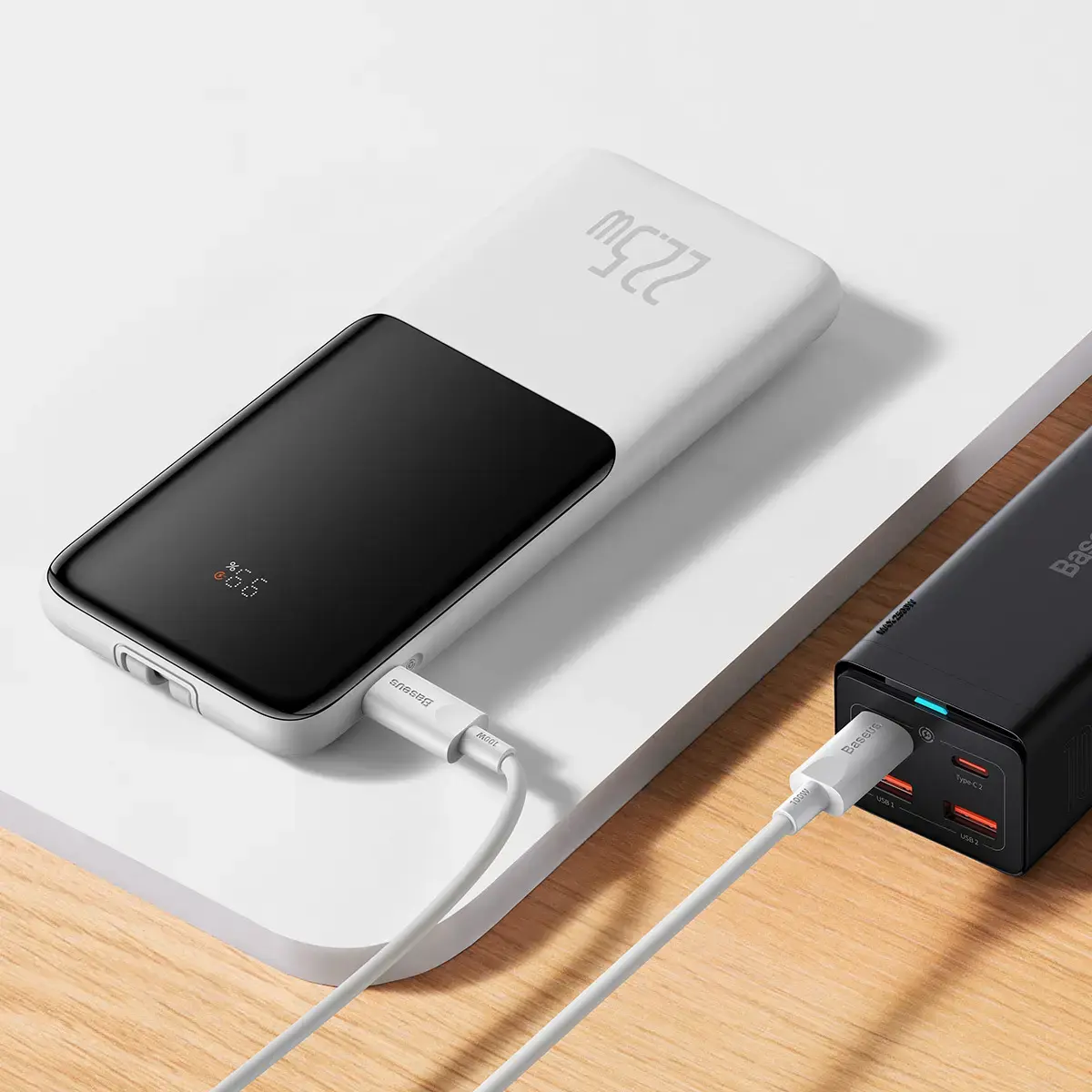 Powerbank Baseus Elf 10000mAh 22.5W + Cable USB-C, Lightning (white)