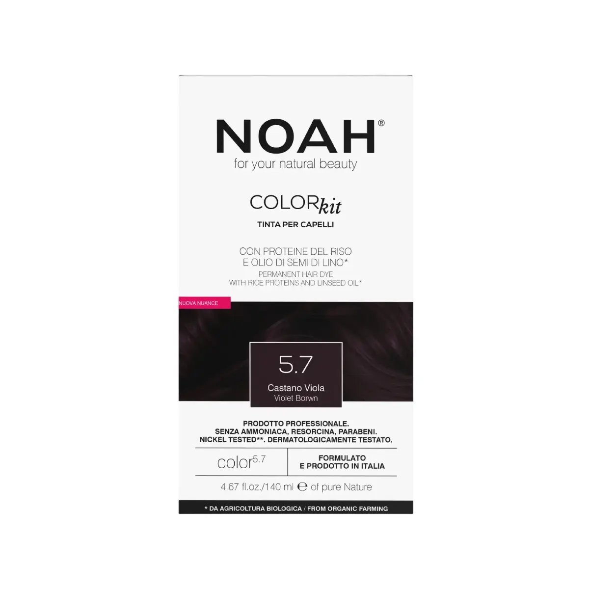 Noah, Permanent Hair Colour, Permanent Hair Dye, 5.7 Violet Brown, 140 ml