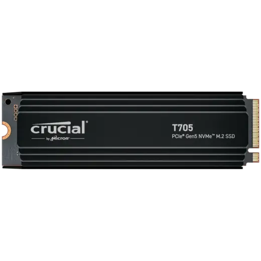 Crucial T705 2TB PCIe Gen5 NVMe M.2 SSD with heatsink