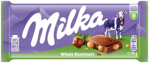 Šokolādes tāfelīte MILKA Whole Hazelnuts 95g