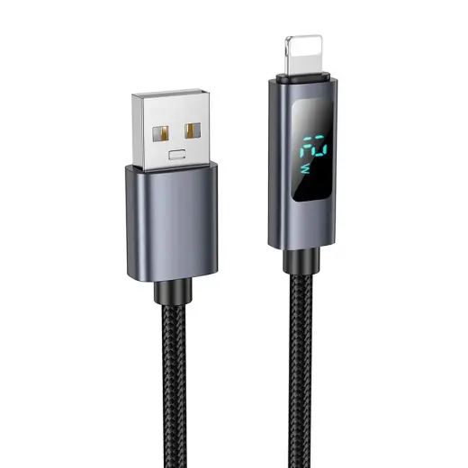 Hoco X112 провод для передачи данных и зарядки | USB-C на Lightning | 12W | с LED дисплеем | 1m | чёрный