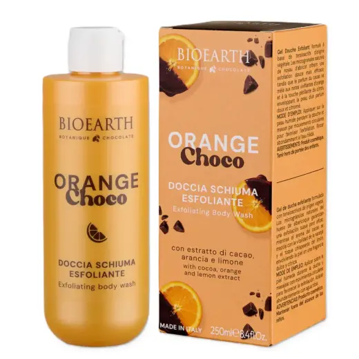Bioearth, Orange Choco, Cleansing & Exfoliating, Shower Gel, For All Skin Types, 250 ml