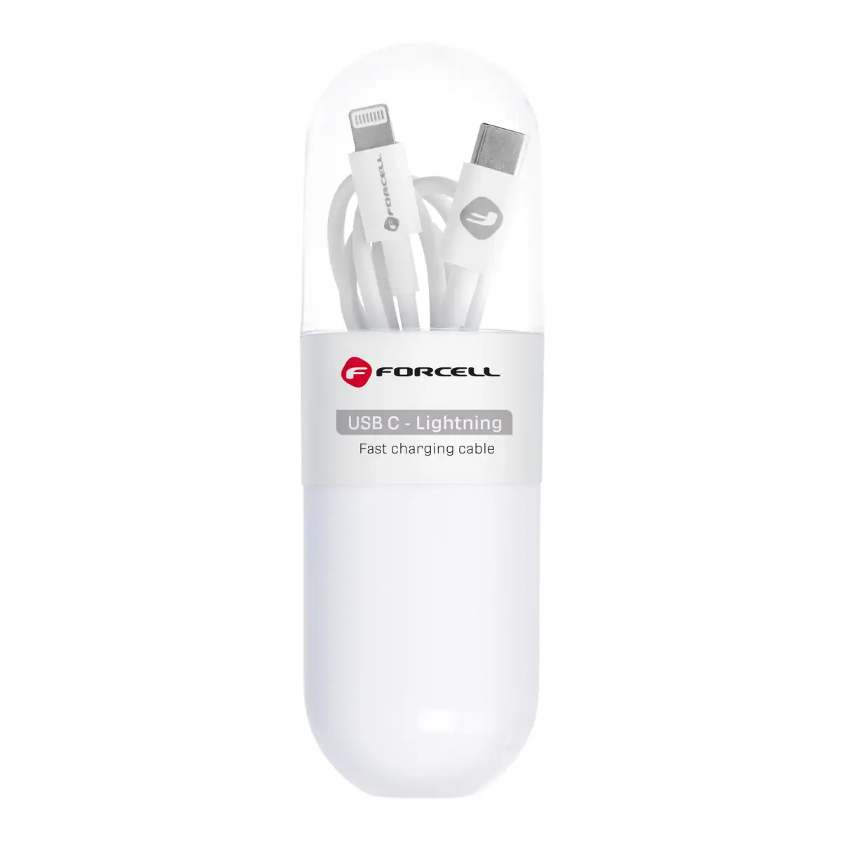 Forcell F-Energy C291 datu pārraides un uzlādes vads | USB-C uz Lightning | PD | 27W | 1m | balts