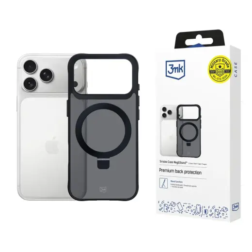 3mk Smoke Mag&Stand phone case for Apple iPhone 17 Pro black