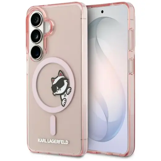 Karl Lagerfeld IML Peekaboo Choupette maciņš ar MagSafe atbalstu telefonam Samsung Galaxy S26 (S942) rozā
