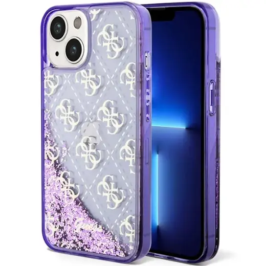 Guess GUHCP14SLC4PSGU iPhone 14 6.1" purpurowy|purple hardcase Liquid Glitter 4G Transculent