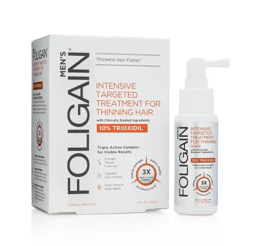 Foligain Triple Action Treatment for Thinning Hair for Men with 10% Trioxidil® (2 Fl Oz) 59ml 1 Month Supply