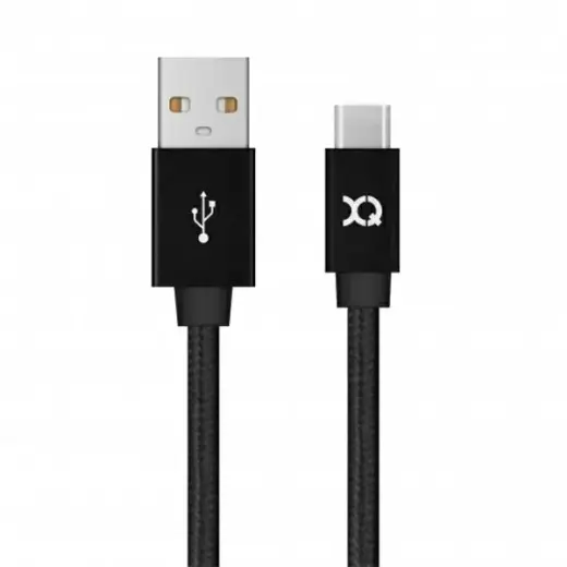 Xqisit Cotton 27749 datu pārraides un uzlādes vads | USB-A uz USB-C | 1.8m | melns