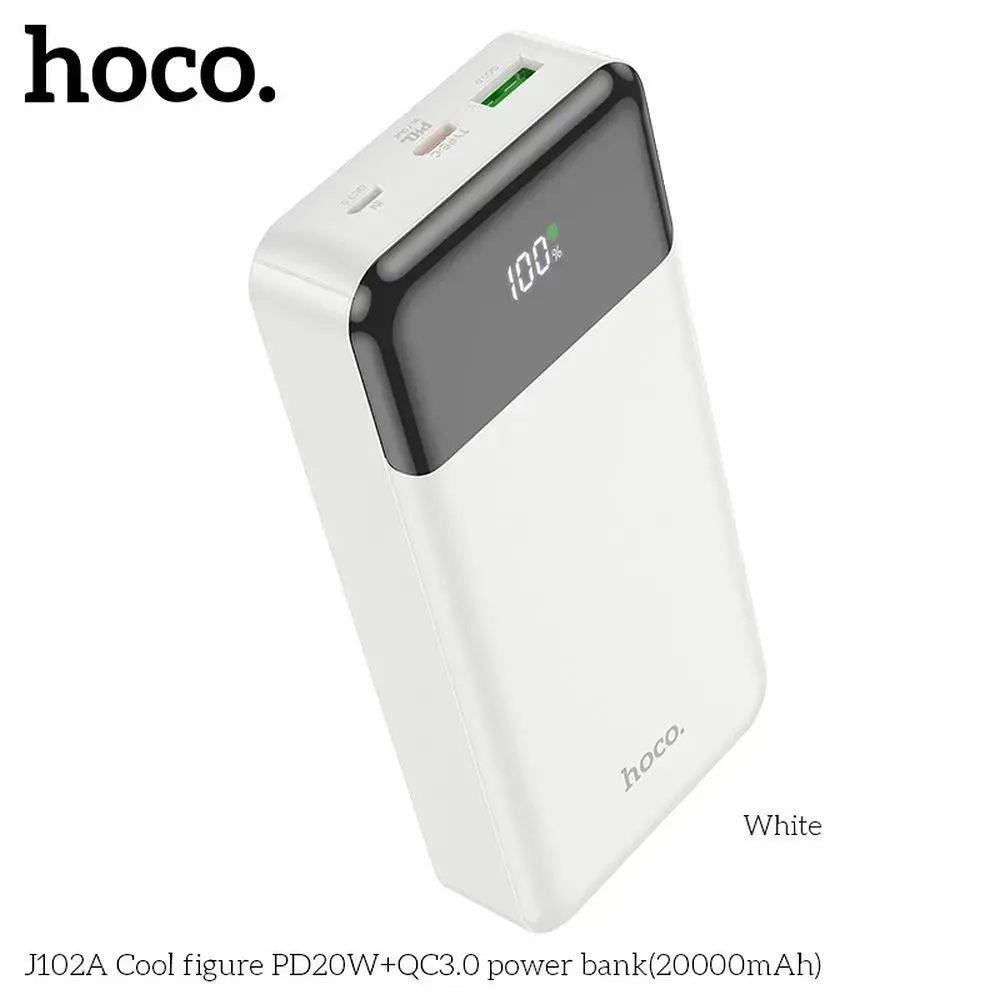 Hoco J102A Cool Figure Power Bank | 20,000 mAh | 20W | PD, QC | white