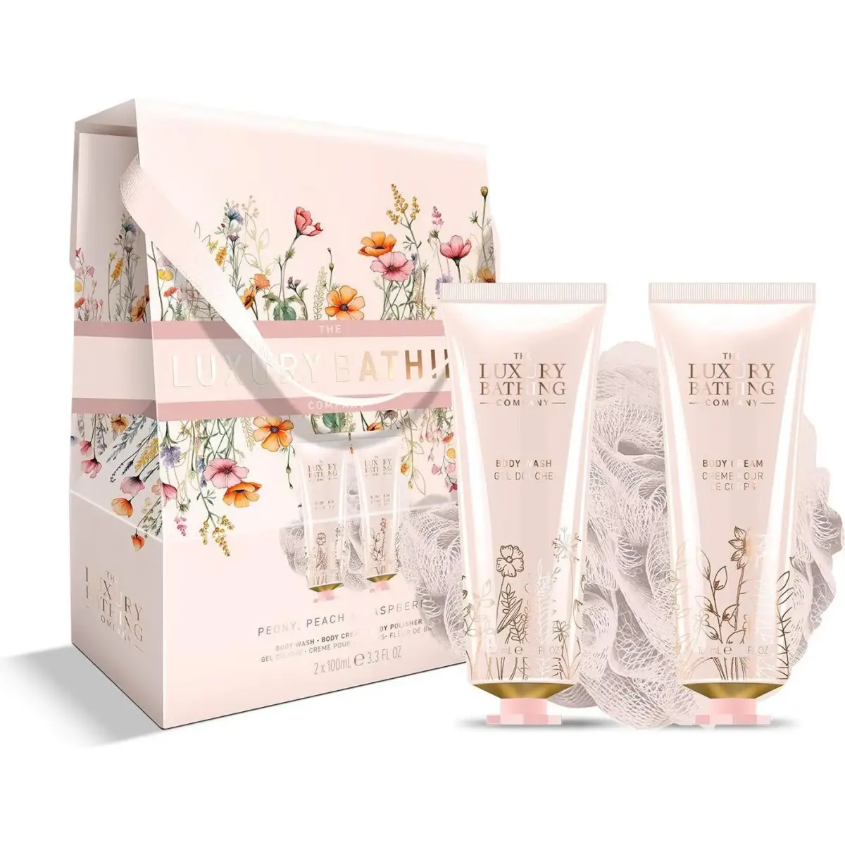 Grace Cole, Set Regalo Bellezza, Körperpflegeset in Einer Geschenkverpackung Pfingstrose, Pfirsich & Himbeere 3-tlg (Set per La Cura Del Corpo)