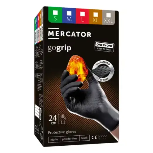 Mercator GoGrip ONE-BY-ONE Black nitrile gloves 100pcs size L