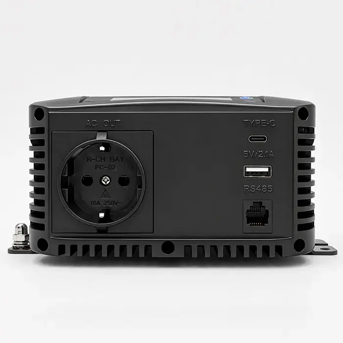 Qoltec Pure Sine Wave Inverter | 12V to 230V | 500/1000W | LCD | USB | USC-C | Compatible with LiFePO4 GEL AGM