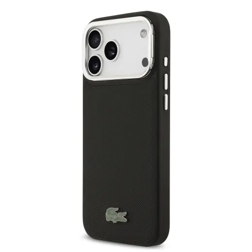 Lacoste Iconic Petit Pique чехол с подставкой и поддержкой MagSafe для телефона iPhone 17 Pro Max черный
