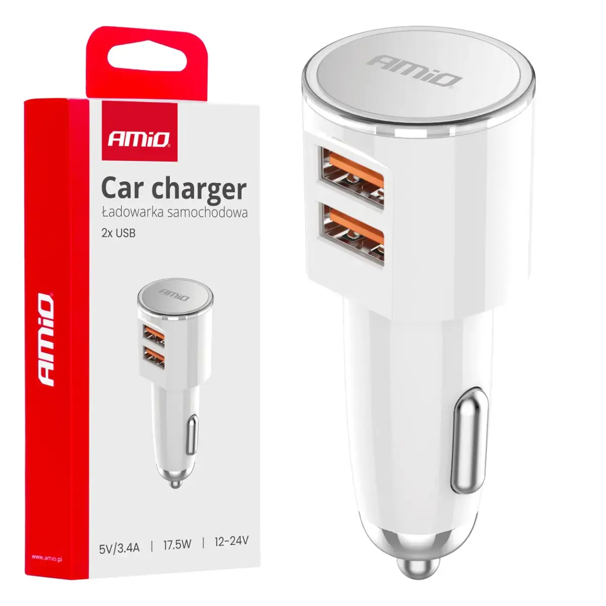 AMiO AMiO-03888 auto lādētājs | 17W | USB-A