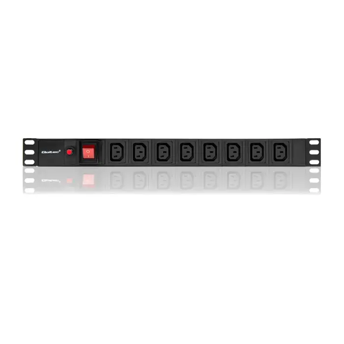 Qoltec power strip for RACK 19" | 1U | 10A | PDU | CB | 8xIEC C13 | 2m