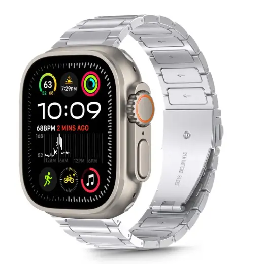Tech-Protect Stainless Classic išmaniojo laikrodžio dirželis Apple Watch 6/7/8/9/10/SE/Ultra 1/2 (44/45/46/49 mm) | nerūdijantis plienas | sidabrinis