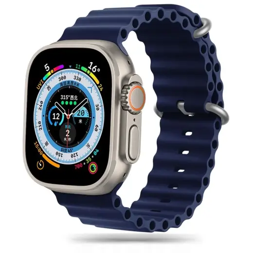 Tech-Protect IconBand Pro išmaniojo laikrodžio dirželis Apple Watch 4/5/6/7/8/9/SE/Ultra 1/2 (42/44/45/49 mm) | plastikinis | tamsiai mėlynas