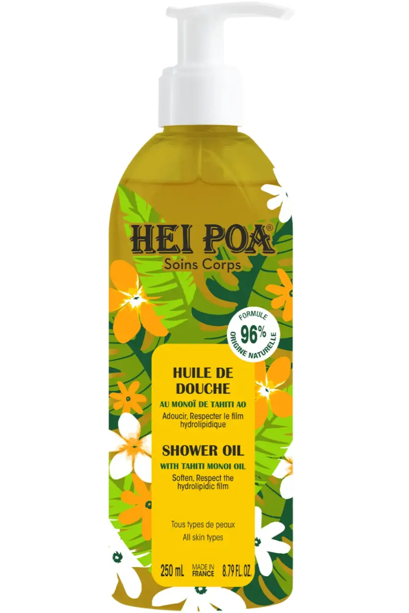 Hei Poa, Monoi De Tahiti, Softening, Shower Oil, For All Skin Types, 250 ml