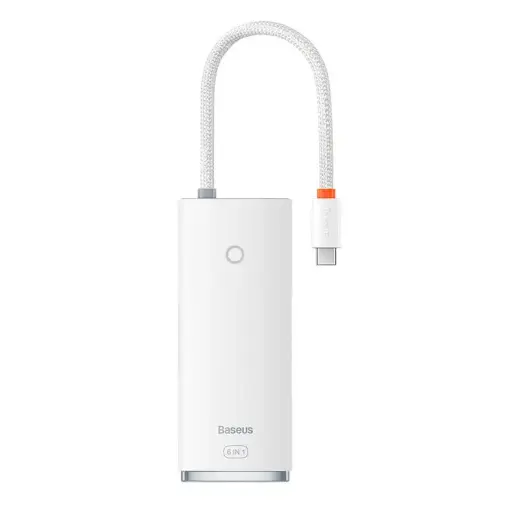 Hub 6in1 Baseus Lite Series, USB-C to 2x USB 3.0 + HDMI + USB-C + TF|SD (white)