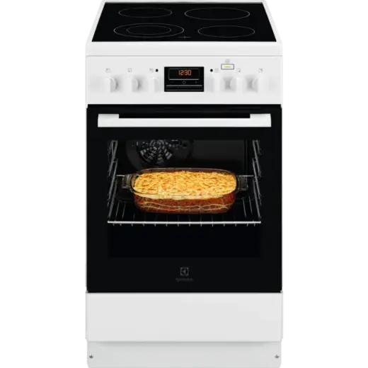 Electrolux elektriskā plīts ar elektrisko cepeškrāsni, 50cm, balta