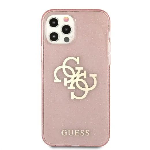GUHCP12MPCUGL4GPI Guess TPU Big 4G Full Glitter Case for iPhone 12|12 Pro Pink