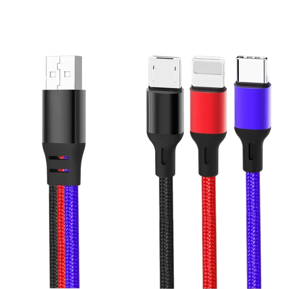 XO cable NB143 3in1 USB - Lightning + USB-C + microUSB 1,2 m 2,4A multicolor
