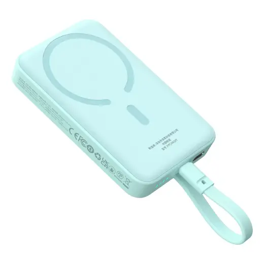 Baseus Magnetic Mini ārējais akumulators (powerbank) | 10000 mAh | 30W | USB-C, MagSafe, Bezvadu | zils