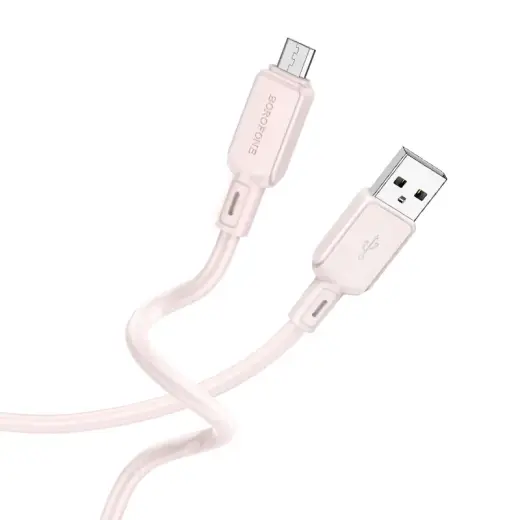 Borofone BX94 Crystal color data transfer and charging cable | USB-A to Micro USB | 12W | 1m | light pink
