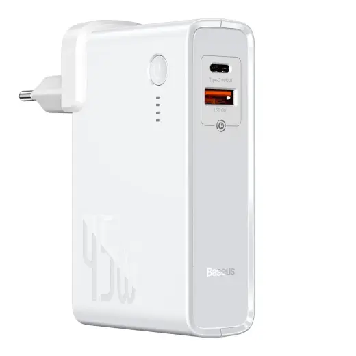 Baseus Power Station（GaN）2 in 1 Quick Charge Power bank & Charger C+U 10000mAh 45W EU White